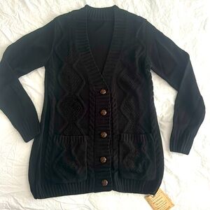 NWT Black Cable Knit Button Down Sweater / Cardigan